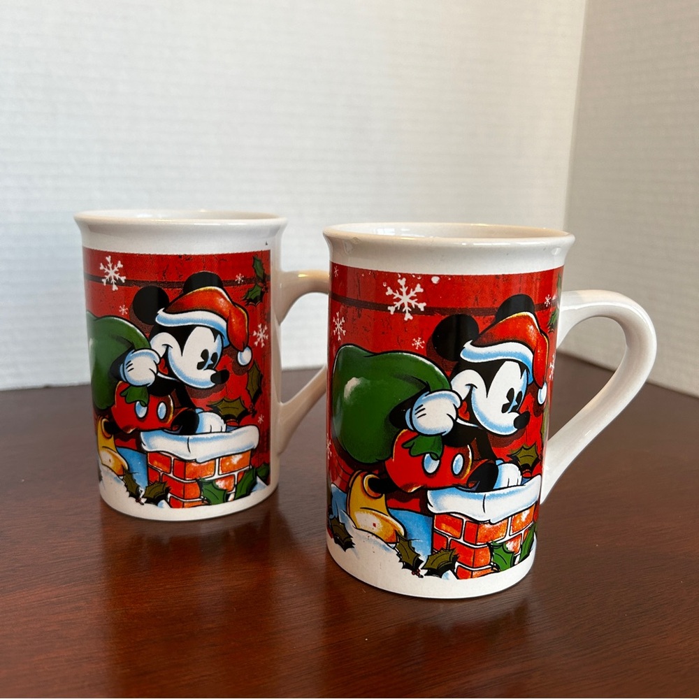 Set of Two Disney Mickey and Minnie Mouse Christmas Mugs 2014